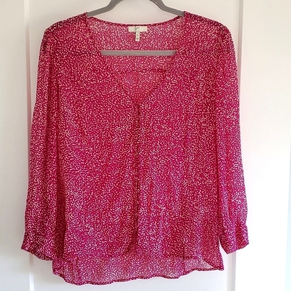 Joie Calvina Silk Dotted Blouse Magenta pink size xs - Picture 4 of 8